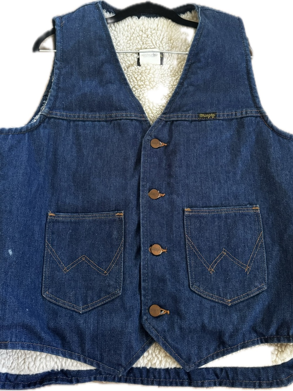 Wrangler Dark Blue Denim Sherpa Vest